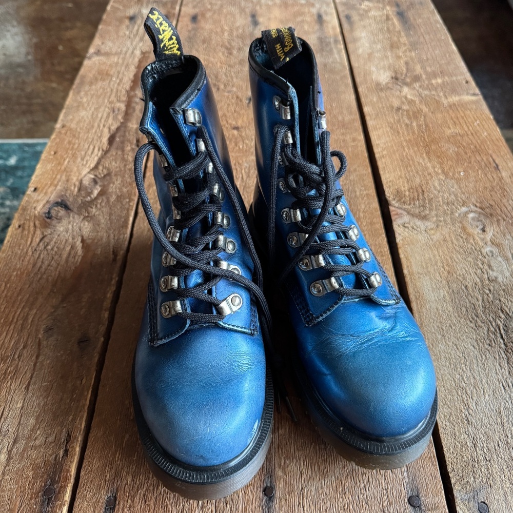 Dr. Martens 8217/34 VTG Made in England Cobalt Blue Boots - Picture 5 of 15